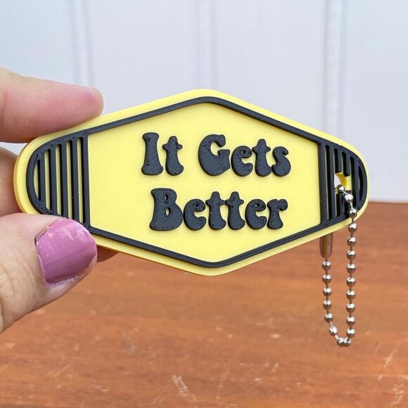 Hand Crafted Accessories - Retro Motel Keychain, It Gets Better, Ballchain Keychain